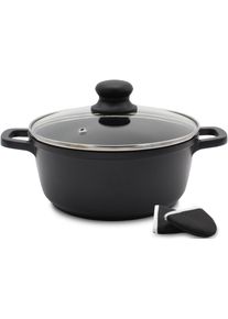 Kr&uuml;ger Kr&uuml;ger Braadpan Gietaluminium braadpan met glazen deksel inclusief thermogrepen LEIPZIG (1-delig) braadpannen zwart
