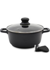 Kr&uuml;ger Kr&uuml;ger Braadpan Gietaluminium braadpan met glazen deksel inclusief thermogrepen LEIPZIG (1-delig) braadpannen zwart