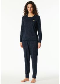 Schiesser Pyjama Familie Lange mouw, katoen, ronde hals (2-delig, 0) dames nachtkleding maat 38 zwart