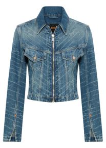 BOSS Orange Jeansjack DENIM ZIP TRACK JACKET Premium Damesmode dames spijkerjasjes maat L blauw
