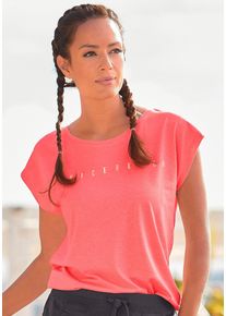 Venice Beach Shirt met korte mouwen met logoprint op de voorkant, katoenen t-shirt, sportief-casual, basic dames t-shirts maat 32 oranje