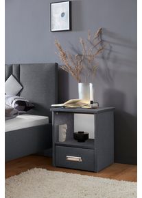 WESTFALIA Polsterbetten Nachtkastje BRILON naar keuze met indirecte ledverlichting nachtkastjes maat Structuurstof grijs