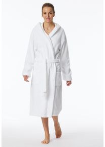 Schiesser Damesbadjas Essentials met behaaglijk zachte capuchon dames badjassen maat M wit