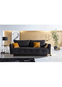 Inosign Slaapbank Nordic met binnenvering en metalen poten, stiksels op de zitting zwart, slaapbanken, Breedte ligoppervlak: 195 cm, Lengte