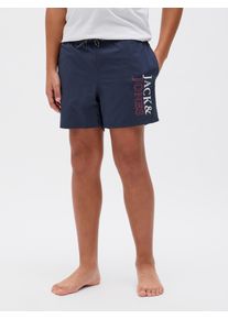 Jack & Jones Jack & Jones Junior Zwemshort JPSTMAUI met logo print en praktische zakken jongens badmode maat 128 blauw