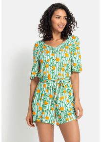 Buffalo Korte jumpsuit met alloverprint, zomerse jumpsuit, strandmode (Met een bindceintuur) dames jumpsuits maat 36 multicolor