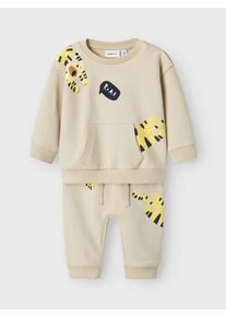 name it Homesuit NBMHACK LS LIGHT SWEAT SET UNB bestaande uit sweatshirt en broek (set, 2-delig) meisjes broeken & jeans maat 62 beige