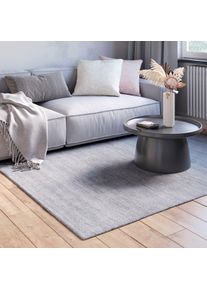 MyFlair M&ouml;bel & Accessoires Wollen kleed Isra Kortpolig, handgeweven tapijt, gem&ecirc;leerd, 100% wol, handgeweven wollen vloerkleden maat - grijs