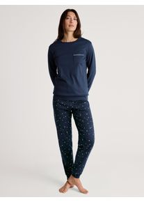 Calida Pyjama Sweet Dreams Lange mouw, ronde hals, interlock-kwaliteit, zacht, comfortabel (2-delig) dames nachtkleding maat M (44/46) blauw