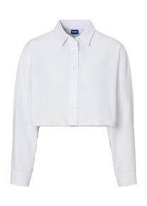 HUGO Blue Klassieke blouse ERISA Oxford kwaliteit, tonale logoborduursel, cropped, style fashion dames blouses maat 42 wit