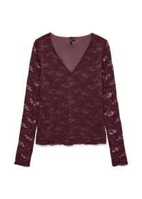 Véro Moda Vero Moda Kanten shirt VMIBEN LS V-NECK TOP JRS NOOS dames t-shirts maat M rood