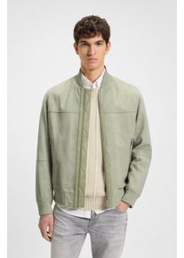 BOSS Orange Leren jack Johice van zacht geitenleer premium herenmode lederen blouson bomber heren tussenjacks maat 46 groen