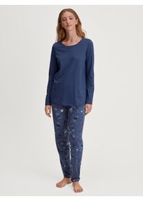 Calida Pyjama Fruity Dreams Ronde hals, lange mouw, puur katoen, zacht(2-delig) dames nachtkleding maat L (48/50) blauw