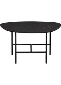 Woood Salontafel Vajen met tafelblad in marmerlook, slank metalen frame salontafels zwart