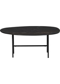 Woood Salontafel Vajen met tafelblad in marmerlook, slank metalen frame salontafels zwart