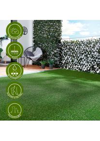ANDIAMO Kunstgras Tappij Bali, Made in Belgium realistische uitstraling, met afvoersysteem, voor balkon & terras (1 stuk) buitenkleden groen