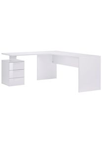 Inosign Hoekbureau New Selina Bureau, lades, met of zonder monitorsteun, B 180/160 cm hoekbureaus wit