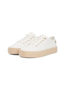 Tommy Hilfiger Plateausneakers VULC ESPADRILLE SNEAKER , vrijetijdsschoen, halfhoge schoen, veterschoen met bastbezette plateauzool dames lage