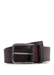 Hugo Leren riem Gerik_Sz35 met logo-reliëf en contrasterende detailnaad heren riemen maat 85 bruin