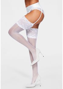 Lascana Jarretelkousen met elastische kant (1 paar - 1) dames jarretelkousen maat 35/38 wit