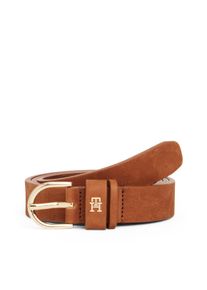 Tommy Hilfiger Leren riem ESSENTIAL EFFORTLESS NUBUCK 3,5 cm, fluweelachtig, licht opgeruwd dames brede riemen maat 75 bruin
