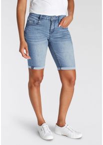 H.I.S. H.I.S Jeansshort DuffyHS smalle broekpasvorm, opgerolde pijpafsluitingen, normale taille dames shorts maat 33 blauw