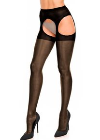 GLAMORY Ouvert maillot Plaisir Ouvert Plus Size tot maat 60/62 dames panty's & leggings maat 40/42 zwart