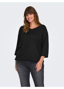 Only CARMAKOMA Shirt met 3/4 mouwen CARCARLINNE V-NECK 3/4 TOP JRS BF dames shirts met 3/4 mouwen maat M zwart