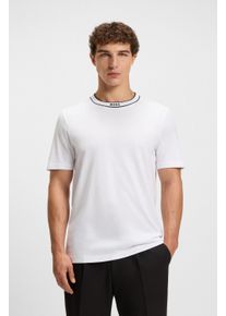 BOSS Green T-shirt Thee met streepdetail bij de hals heren t-shirts maat XXXL wit