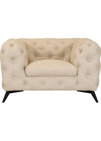 LEONIQUE Chesterfield-fauteuil Glynis Fauteuil luxueuze capitonnage, moderne chesterfield look, kleur van de poten ter keuze fauteuils maat Structuur