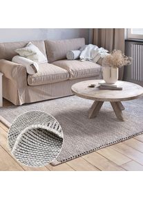 MyFlair M&ouml;bel & Accessoires Wollen kleed Anisa Omkeerbaar tapijt, gem&ecirc;leerd, 100% wol, handgeweven, woonkamer wollen vloerkleden maat - beige