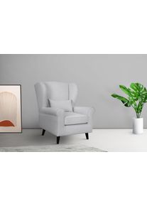 Home Affaire Fauteuil Ohrensessel CHISTELLE, optioneel met poef met golfondersteuning, afmetingen: b/d/h: 81/87/99 cm fauteuils maat Fijne