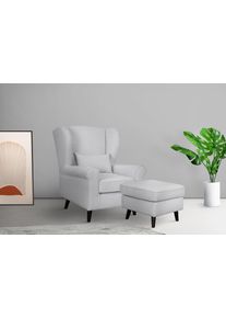 Home Affaire Fauteuil Ohrensessel CHISTELLE, optioneel met poef met golfondersteuning, afmetingen: b/d/h: 81/87/99 cm fauteuils maat Fijne