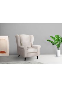Home Affaire Fauteuil Ohrensessel CHISTELLE, optioneel met poef met golfondersteuning, afmetingen: b/d/h: 81/87/99 cm fauteuils maat Fluweel-look