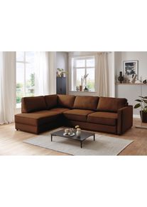 ATLANTIC HOME COLLECTION Slaapbank Chill Hoekbank met slaapfunctie en bedlade bruin, slaapbanken, Breedte ligoppervlak: 145 cm, Lengte ligoppervlak: