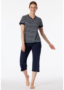 Schiesser Pyjama Casual Essentials met modieus omgeslagen mouwen dames nachtkleding maat 36 blauw