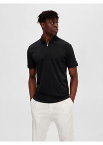 Selected Homme Poloshirt SLHFAVE ZIP SS POLO NOOS heren poloshirts maat M zwart
