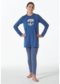Schiesser Pyjama HORSE WORLD met motief op de borst (2-delig) heren nachtkleding maat 116 blauw