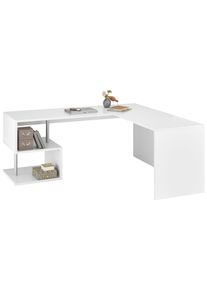 Inosign Hoekbureau Esse, Bureau in modern design met of zonder monitorsteun breedte 180/160 cm, made in italy hoekbureaus wit