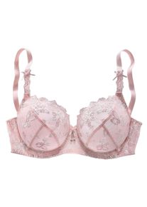 Lascana Beugel-bh met transparant geborduurd kant, dessous dames beugel bh's maat E roze