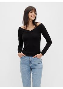 Pieces Shirt met lange mouwen PCMALIVA LS OFF SHOULDER V-NECK TOP NOOS dames longsleeves maat L zwart
