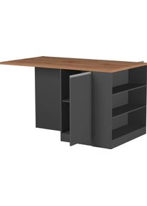 Kochstation Kookeiland KS-Sole Breedte 160 cm, 2 deuren, 4 open vakken keukenkast series maat - grijs