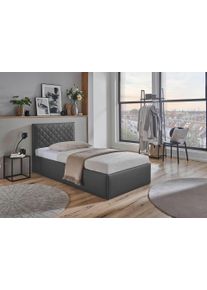 WESTFALIA Polsterbetten Gestoffeerd bed Danzig naar keuze met bedkist, hardheden h2,h3 & h4 ter keuze bedden maat Imitatieleer grijs