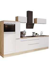 Kochstation Keukenblok KS-Aken Breedte 330 cm, optioneel met elektrische apparaten, met werkblad 38 mm dik keukenkast series wit