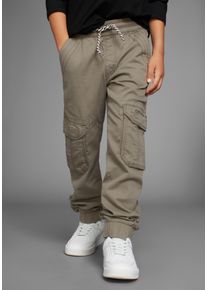 DELMAO Cargobroek In een prettig comfortmodel jongens cargobroeken maat 158 groen