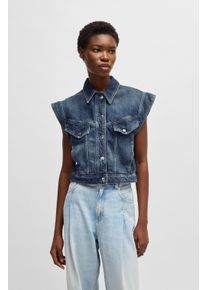 BOSS Orange Jeansjack DENIM VEST 1.0 Premium Damesmode dames spijkerjasjes maat M (38) blauw