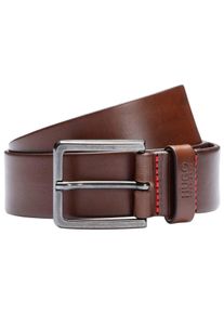 Hugo Leren riem Gionio van italiaans leer met logo-embossing op de lus heren riemen maat 80 bruin