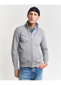 Gant Sweatvest REG SHIELD FULL ZIP SWEAT met logoborduursel op borsthoogte unisex sweatvesten maat 4XL grijs