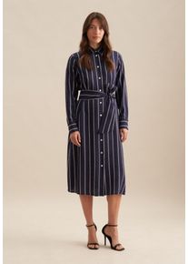 Seidensticker Zomerjurk Zwarte roos Lange mouwen kraag kettingenprint dames jurken maat M (38) blauw