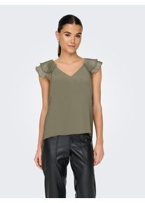 Only Shirt ONLASTA LIFE CAPSLEEVE V-NECK TOP PTM dames t-shirts maat L groen